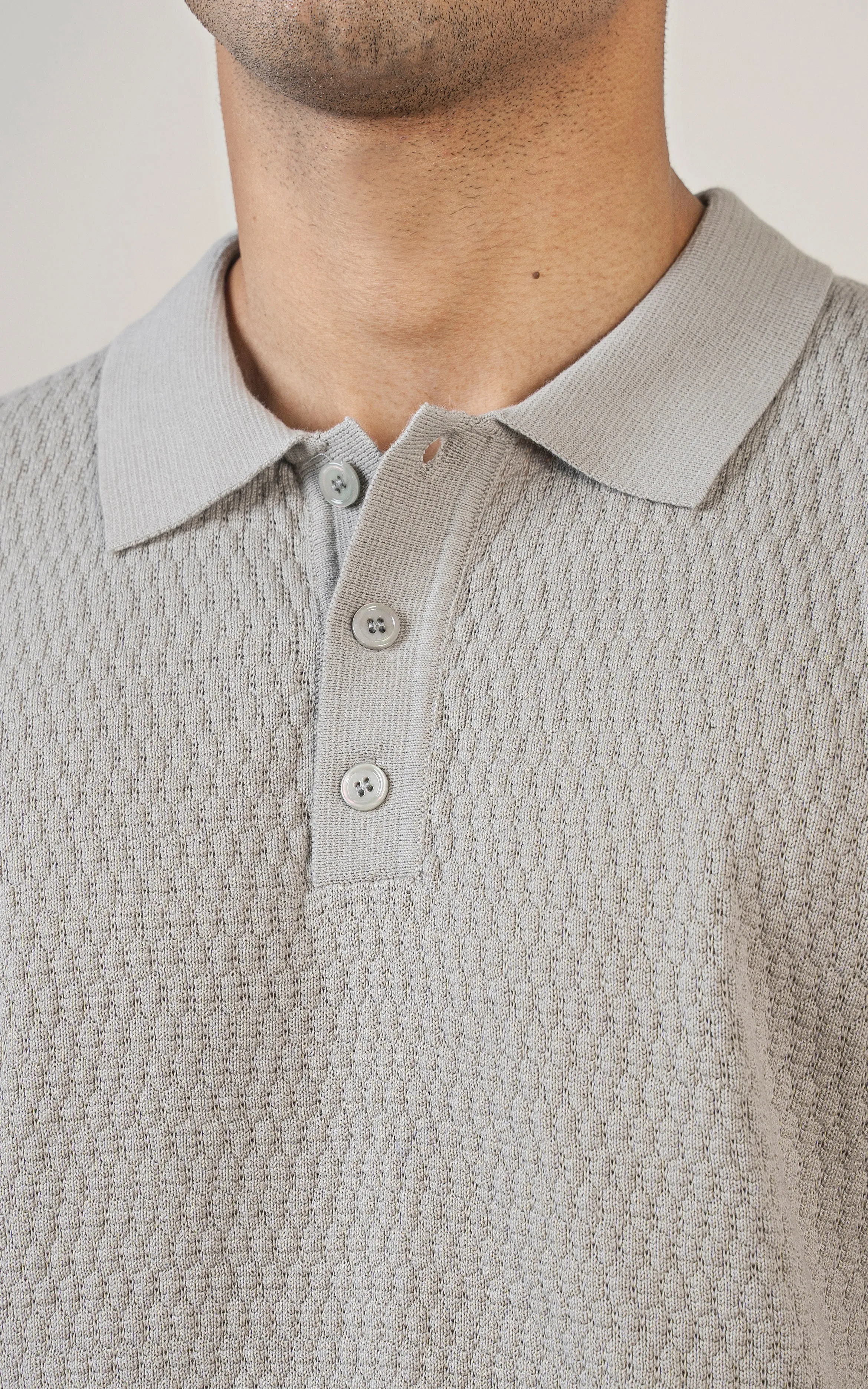 KNITTED POLO ASH GREY