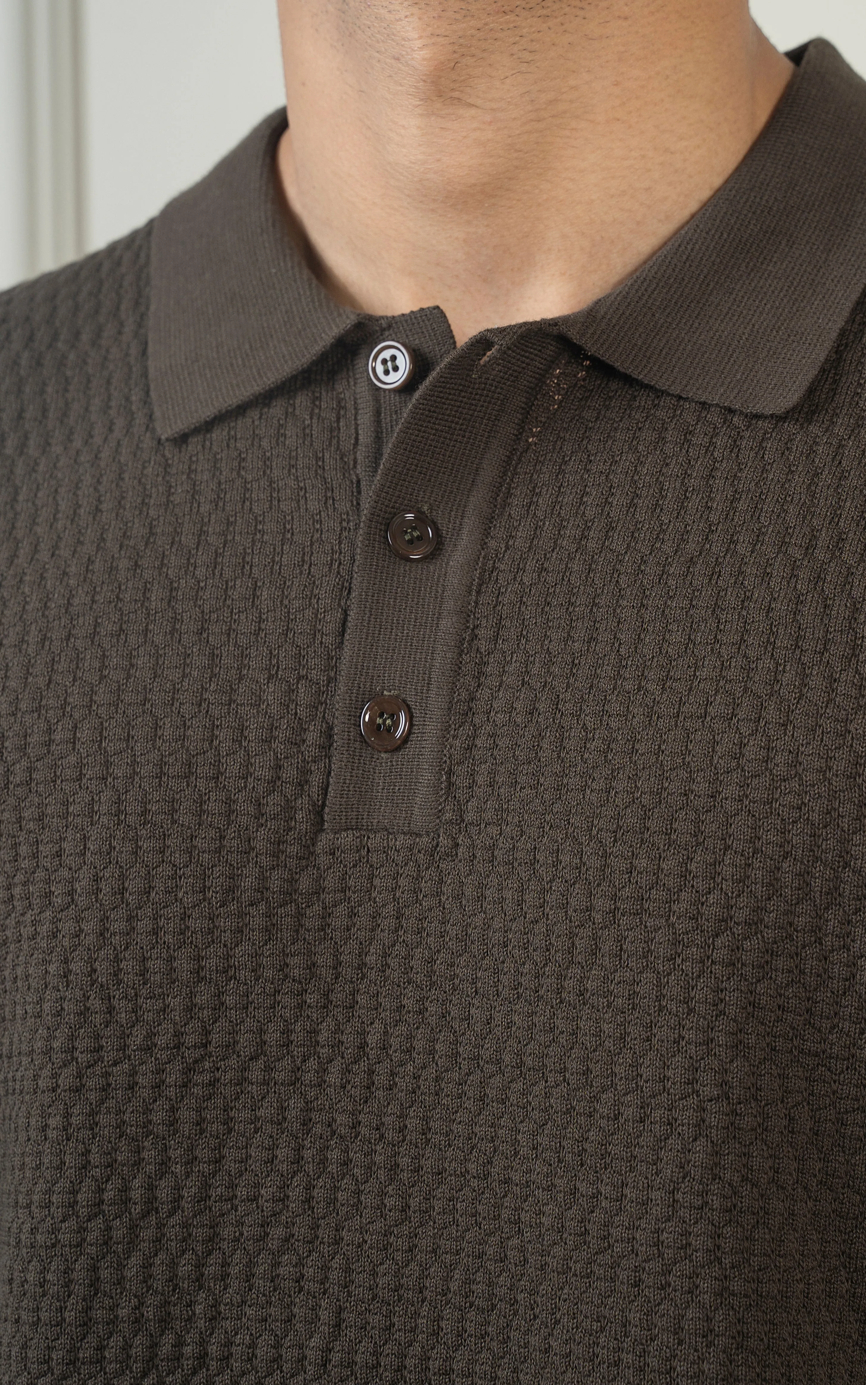KNITTED POLO DARK OLIVE