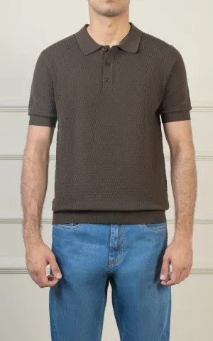 KNITTED POLO DARK OLIVE