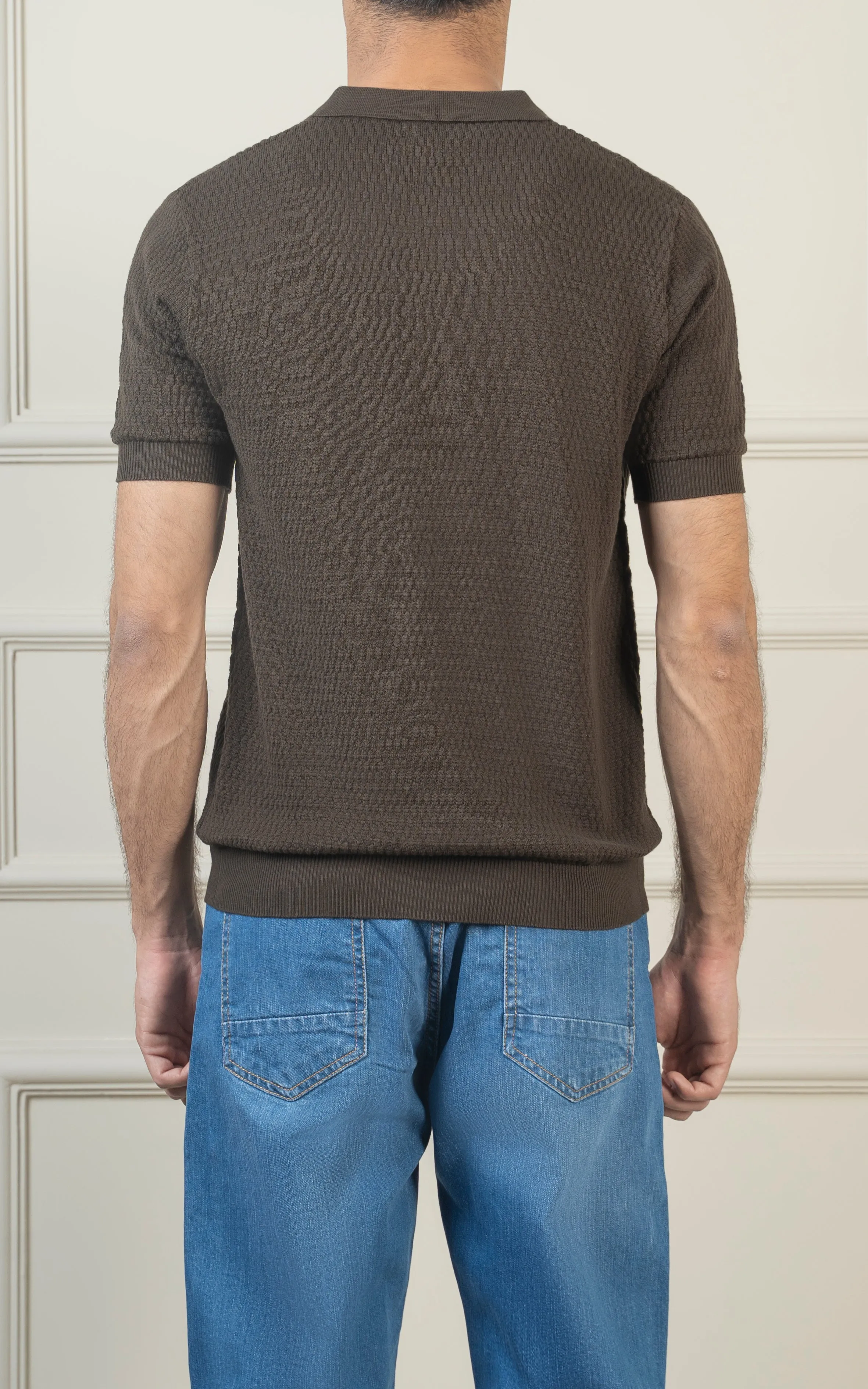 KNITTED POLO DARK OLIVE
