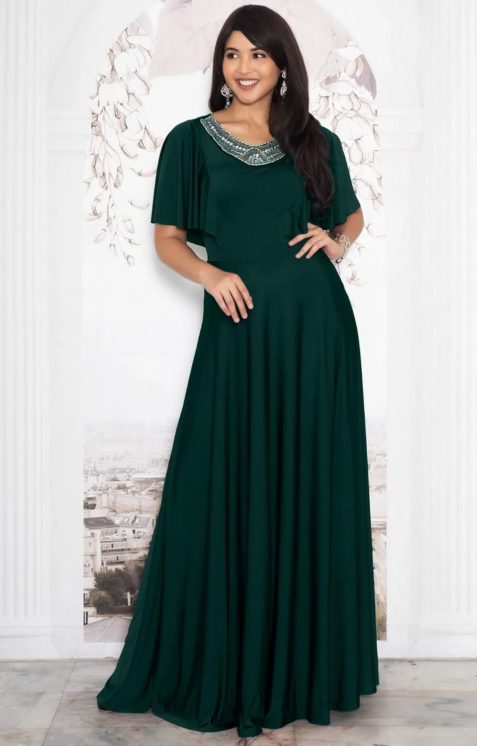 KOH KOH Womens Long Bridesmaid Wedding Guest Evening Cocktail Maxi Dress Gown
