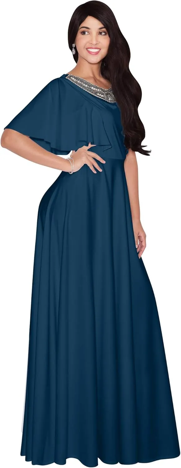 KOH KOH Womens Long Bridesmaid Wedding Guest Evening Cocktail Maxi Dress Gown