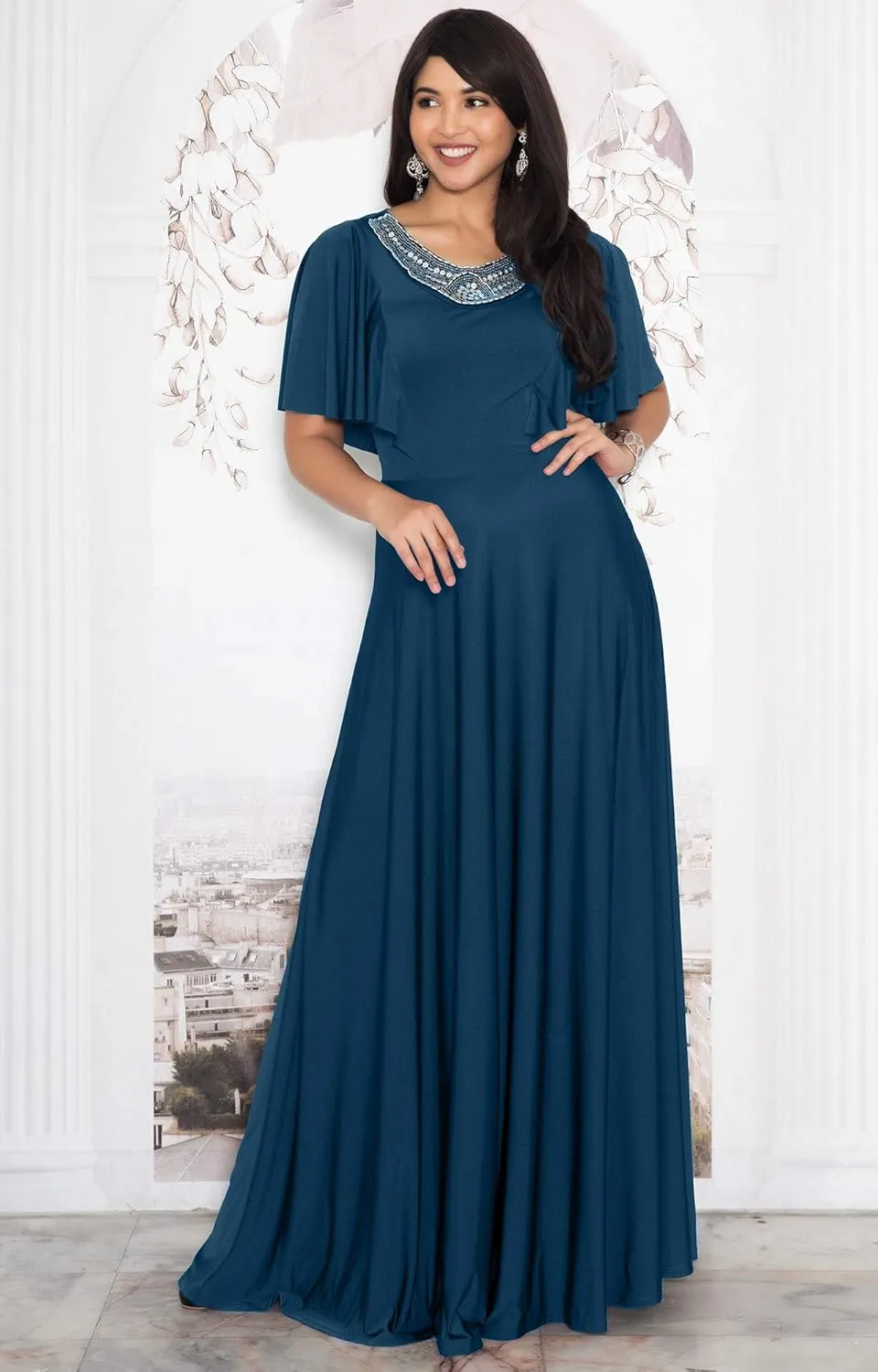 KOH KOH Womens Long Bridesmaid Wedding Guest Evening Cocktail Maxi Dress Gown
