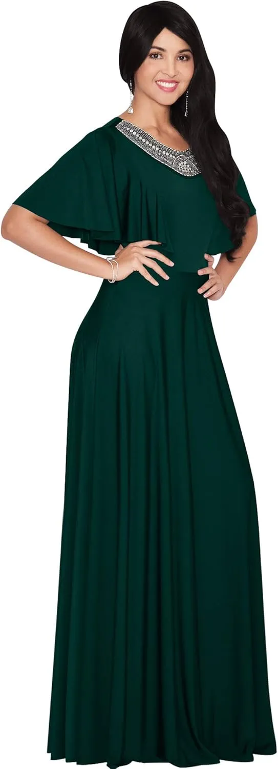 KOH KOH Womens Long Bridesmaid Wedding Guest Evening Cocktail Maxi Dress Gown