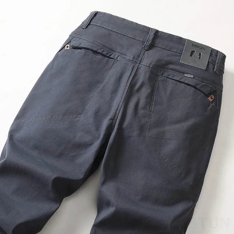 KSTUN Green Men's Pants Stretch Casual Full Length Trousers For Men Straight Cut Mens Clothes 2025 Spring New High Quality Pants