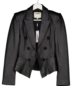 L'agence Black Andalusia Leather Blazer UK XS