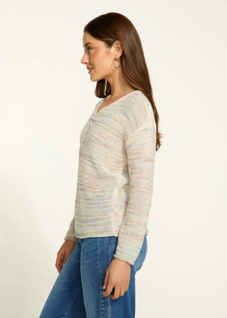 Leeza Long Sleeve V-Neck Sweater in Confetti - FDJ French Dressing 1774755