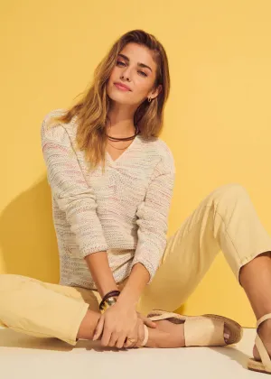 Leeza Long Sleeve V-Neck Sweater in Confetti - FDJ French Dressing 1774755