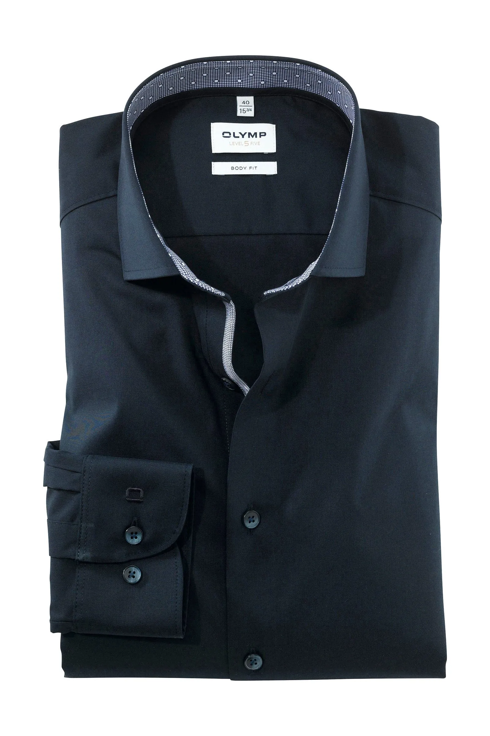 Level 5 Body Fit Plain Shirt with Trim - Navy