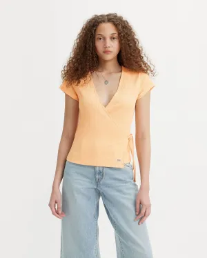 Levi's® Womens Dry Goods Pointelle Wrap Tee - Almond Cream