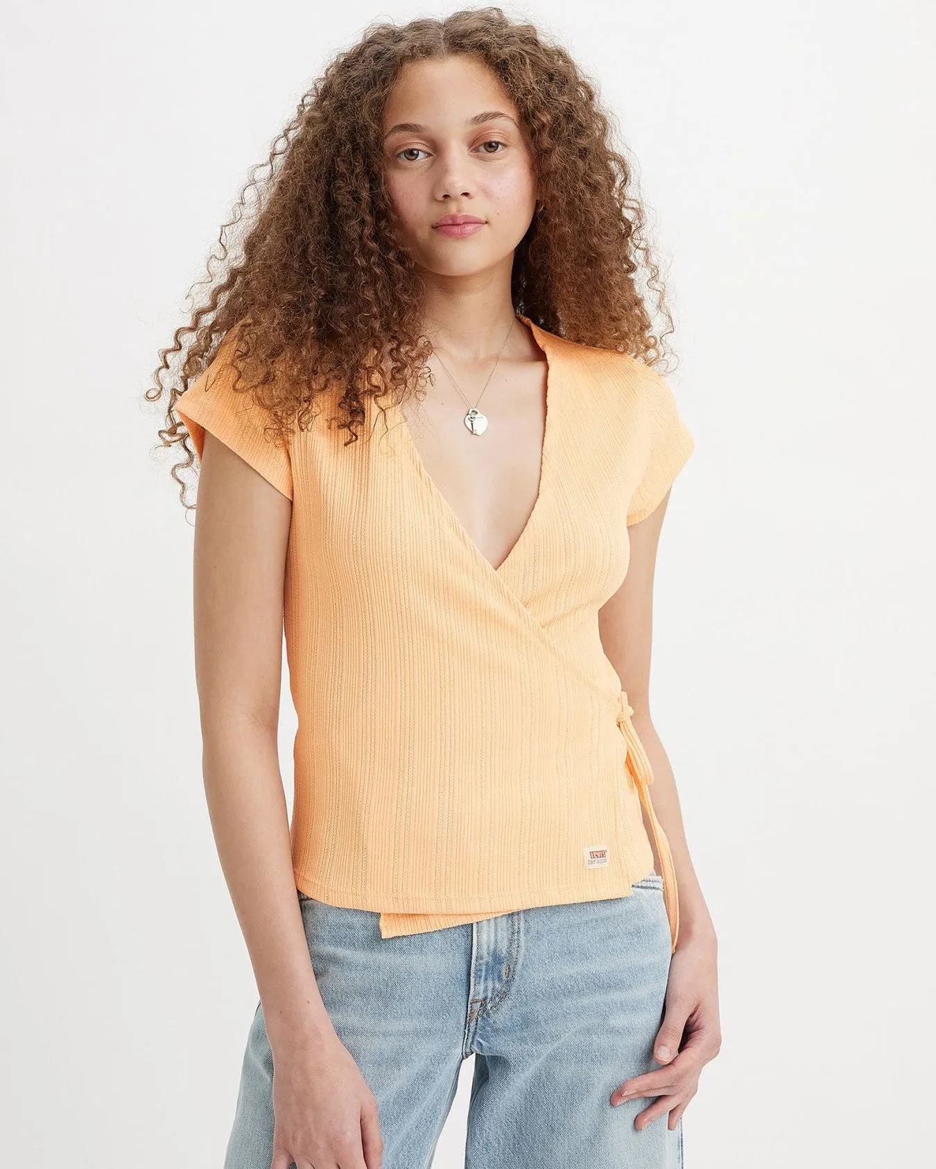 Levi's® Womens Dry Goods Pointelle Wrap Tee - Almond Cream