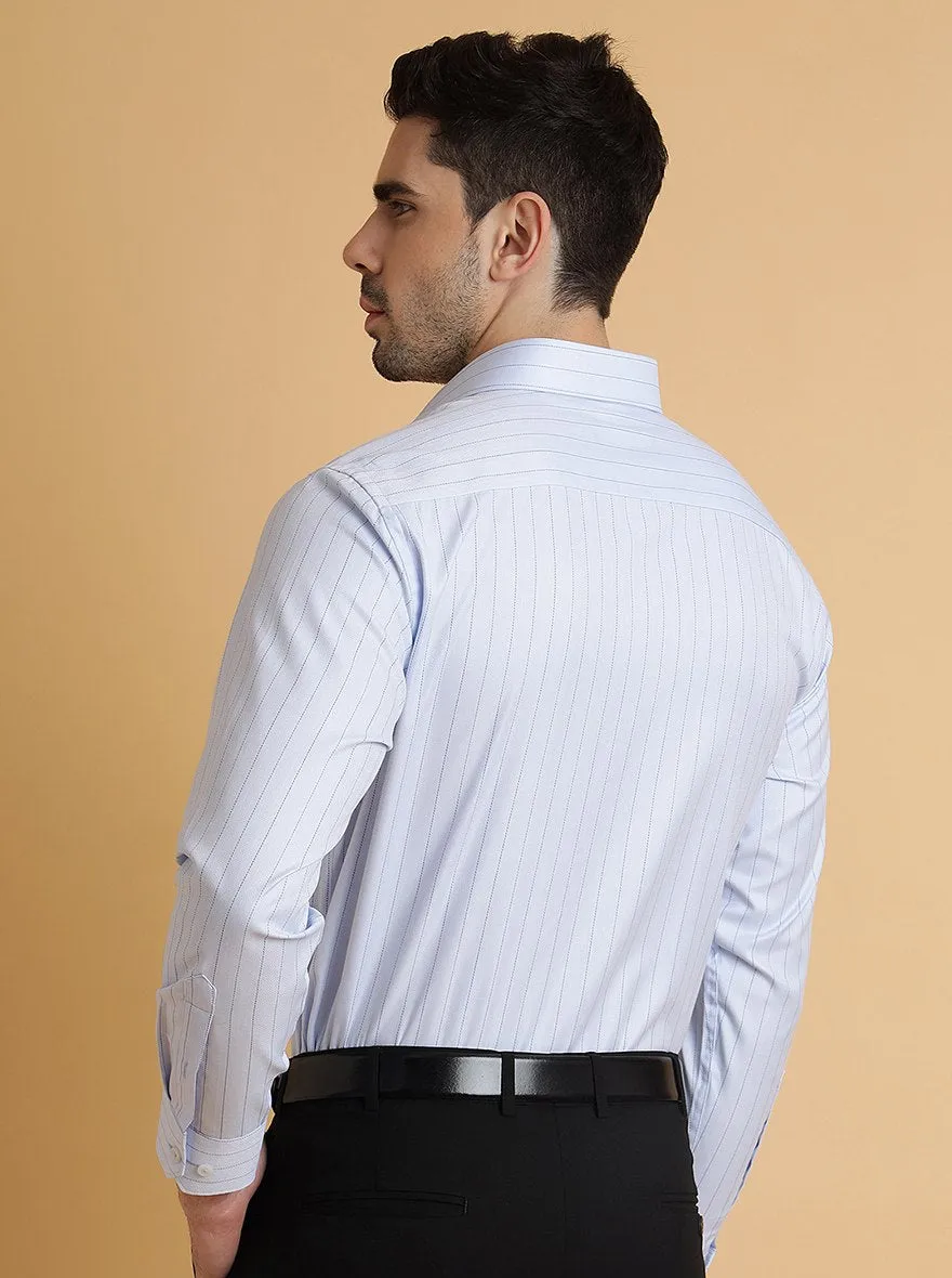 Light Blue Striped Regular Fit Formal Shirt | Greenfibre