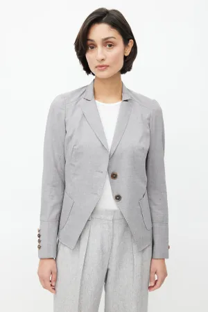 Light Grey Topstitch Cropped Blazer