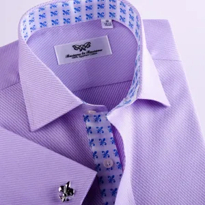 Lilac Designer Twill Formal Business Dress Shirt FLuer-De-Lis Inner-Lining Fashion