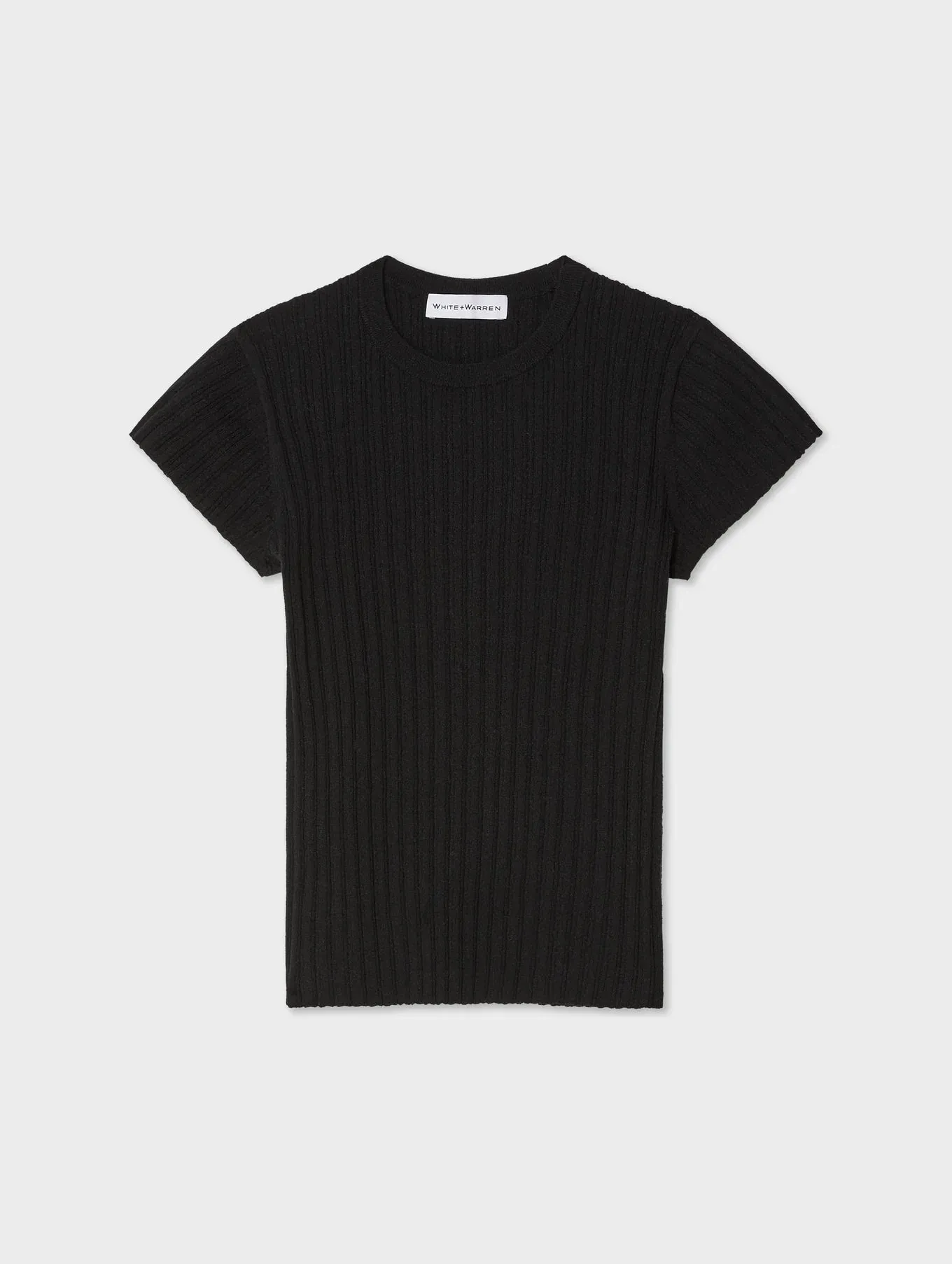 Linen Gauze Ribbed Tee - Black