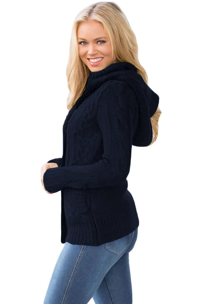 Long Sleeve Button-up Hooded Cardigans