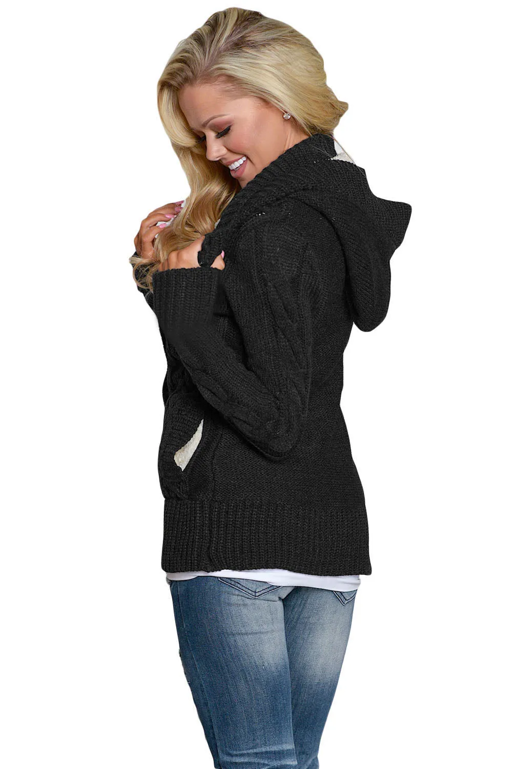 Long Sleeve Button-up Hooded Cardigans
