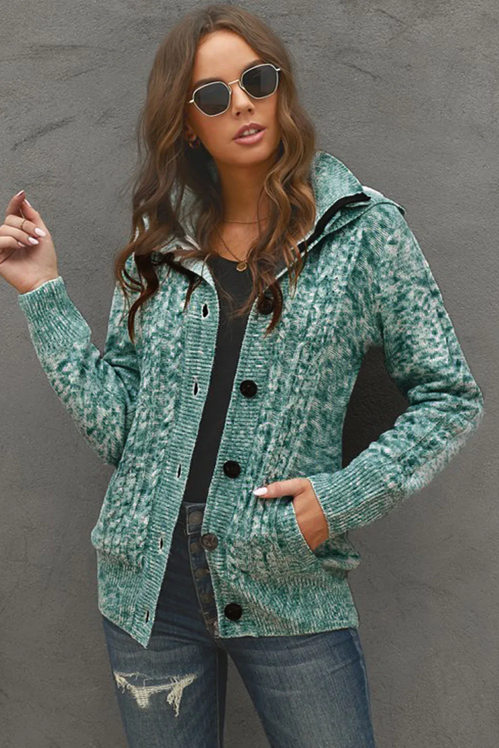 Long Sleeve Button-up Hooded Cardigans