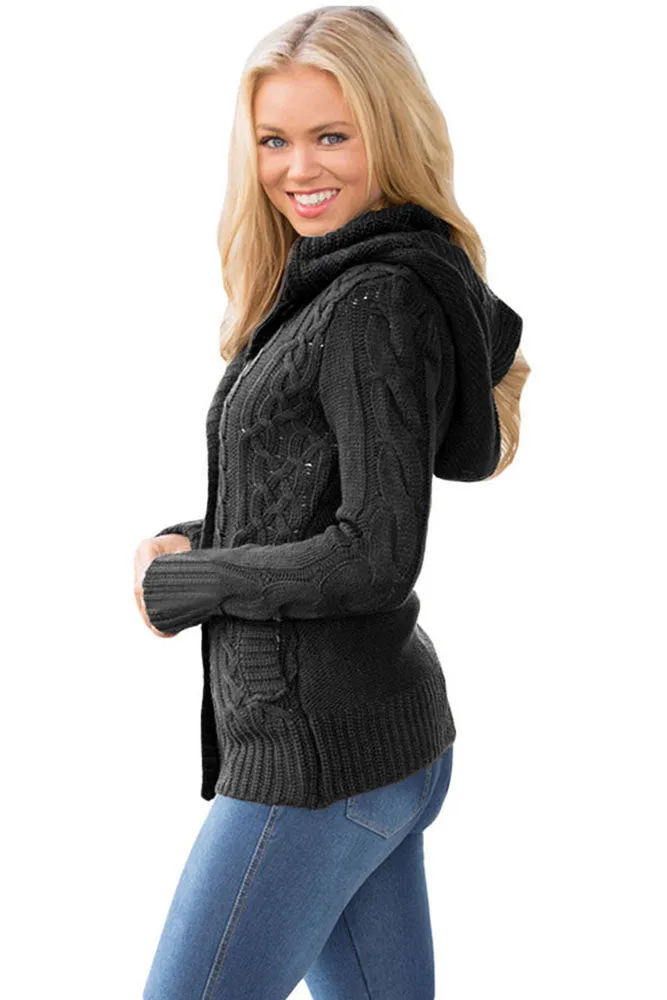 Long Sleeve Button-up Hooded Cardigans