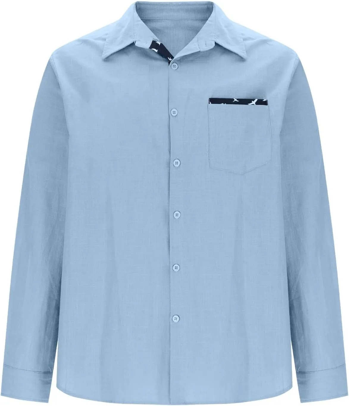 Long Sleeve Cotton Shirts for Men Button Down Mens Casual Untucked Stretch Wrinkle-Free Dress Shirt with Chest Pocket