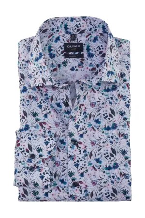 Luxor Modern Fit Miniature Floral Print Shirt - Rosewood