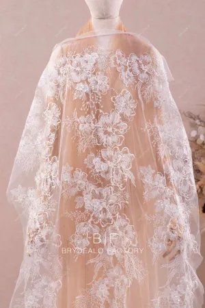 Luxury 3D Flower Sequined Lace Fabric for Designer Dress