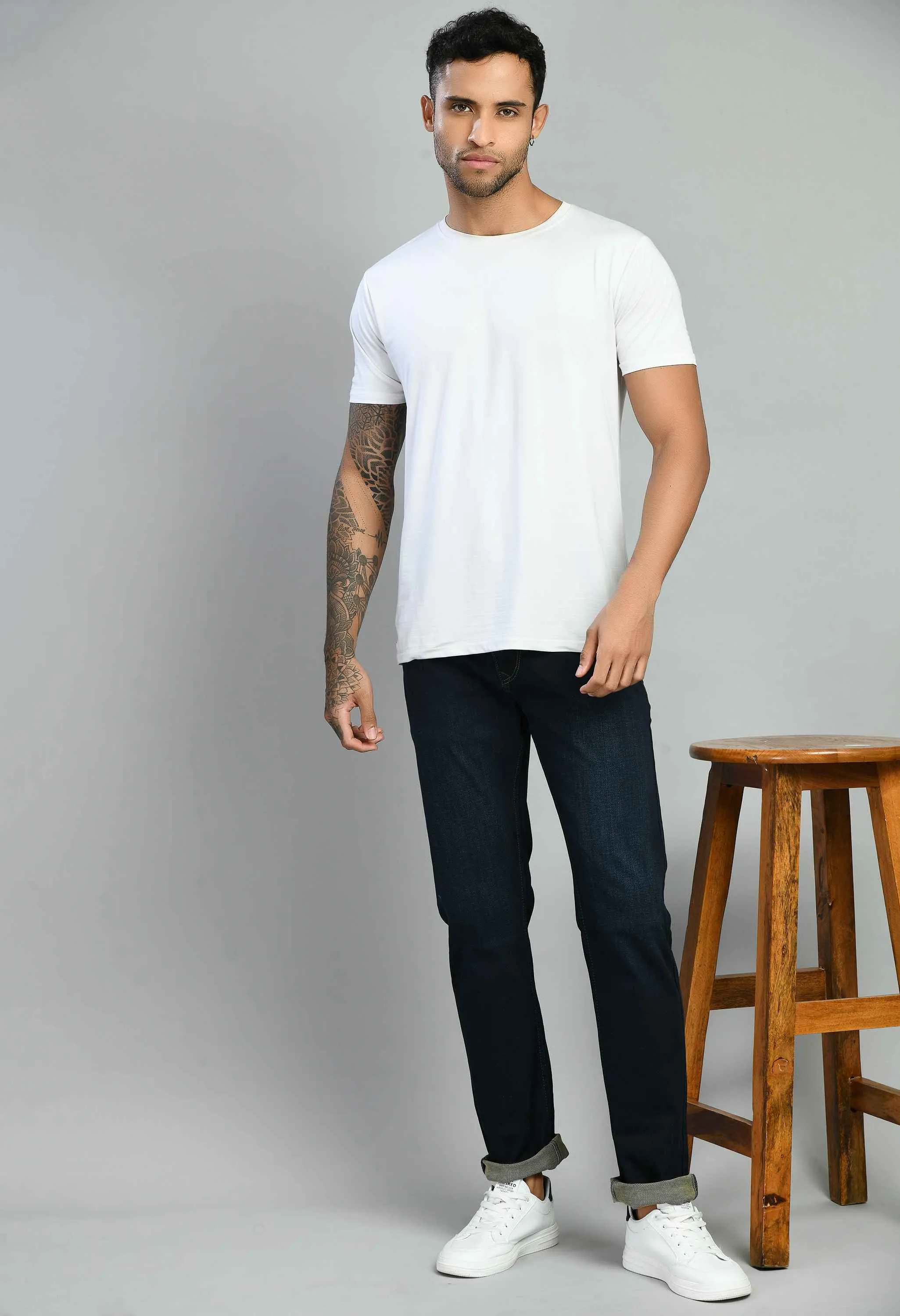 Men's Blue Flat Finish Slim Fit Jenas