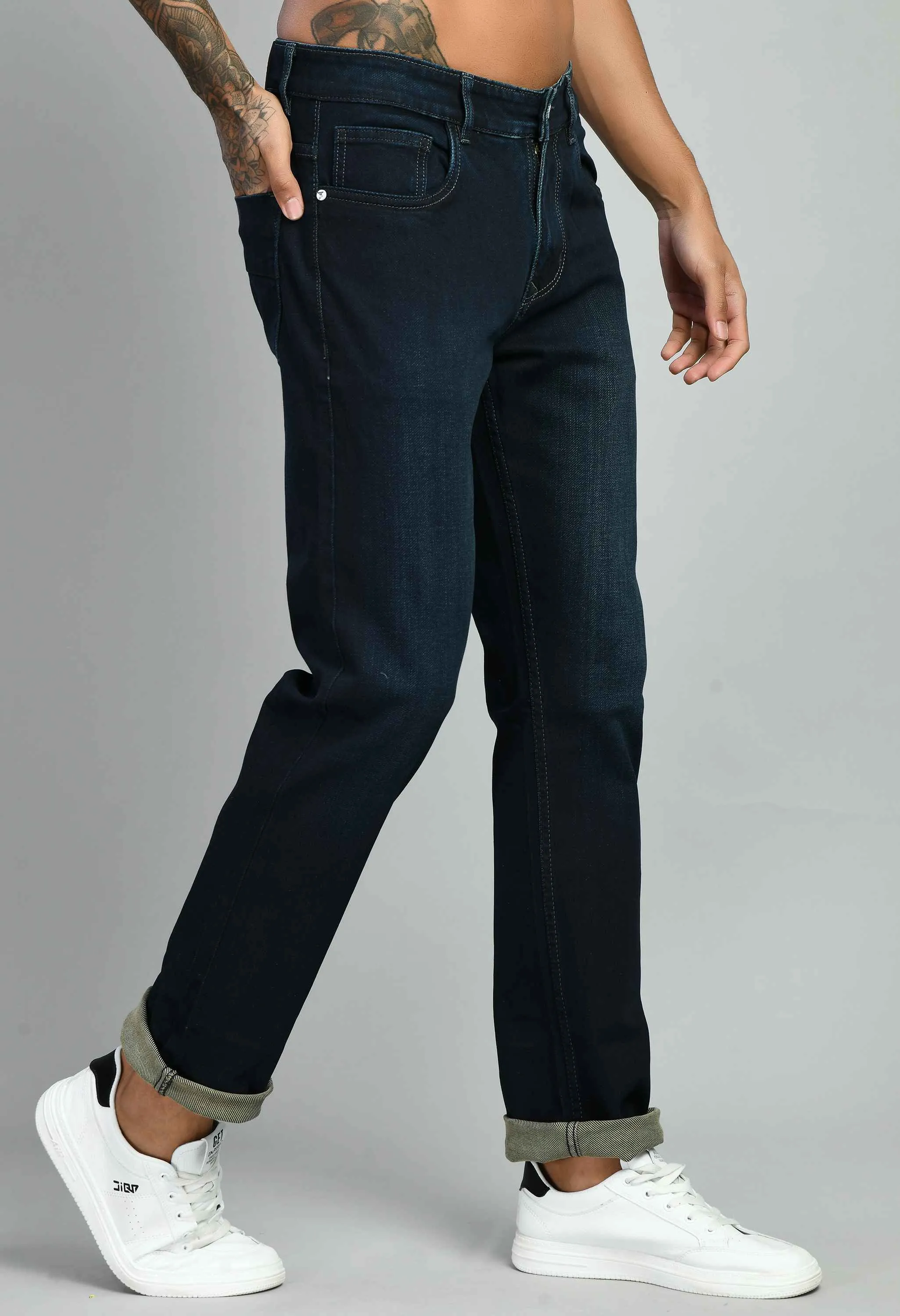Men's Blue Flat Finish Slim Fit Jenas