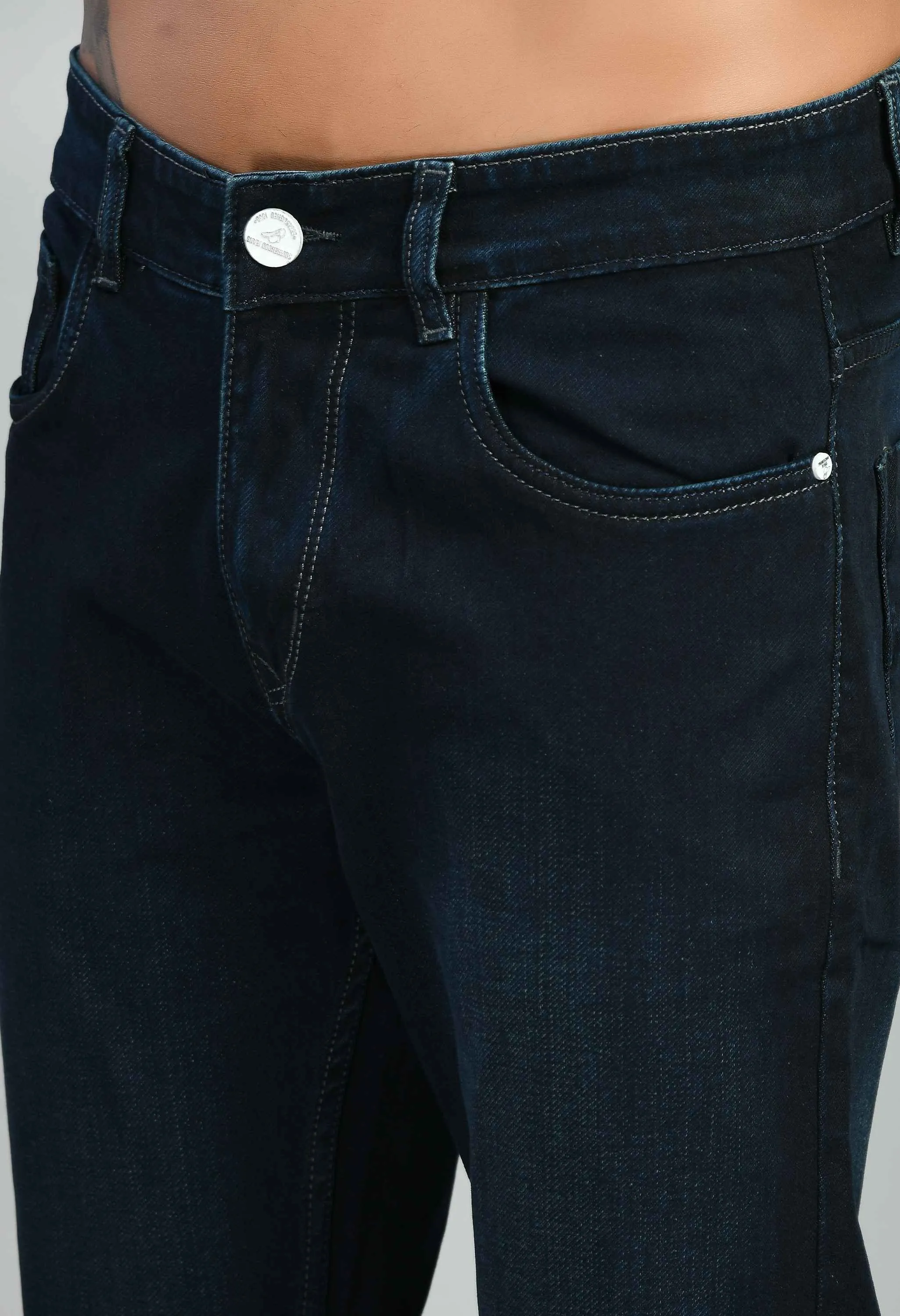 Men's Blue Flat Finish Slim Fit Jenas