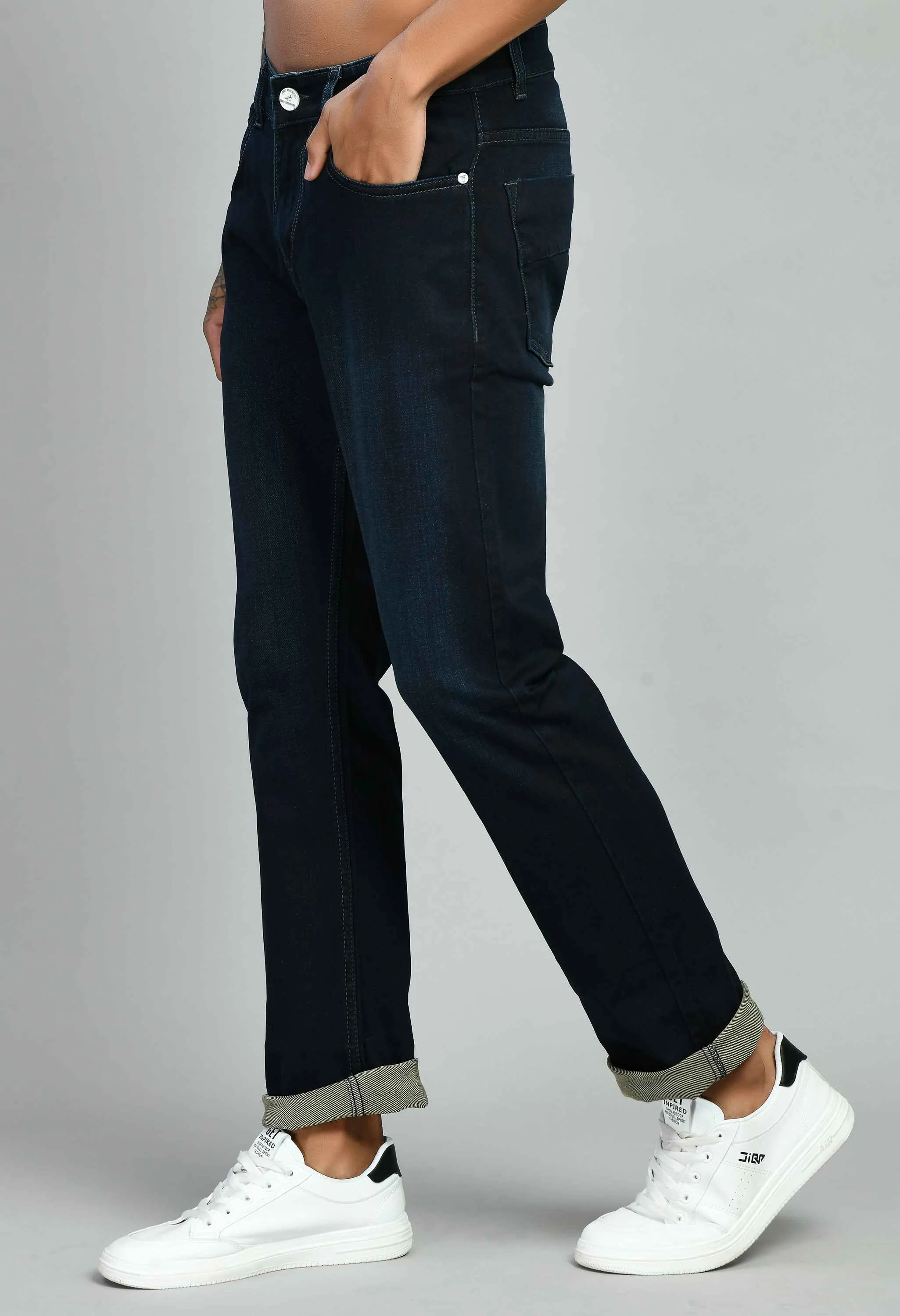 Men's Blue Flat Finish Slim Fit Jenas