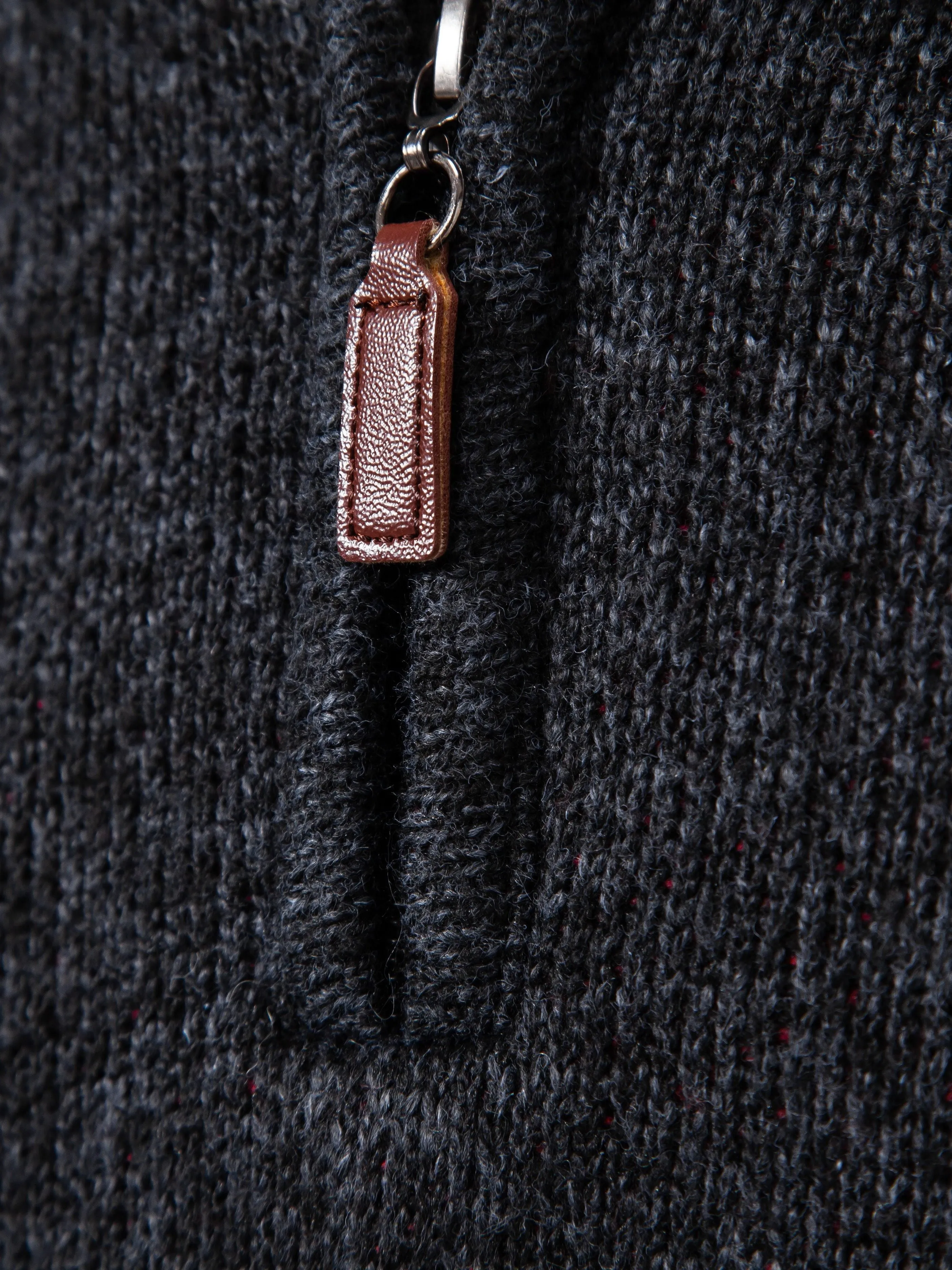Men's Fashion Comfortable Warm Knitted Sweater Coat, Stand Collar Fleece Top