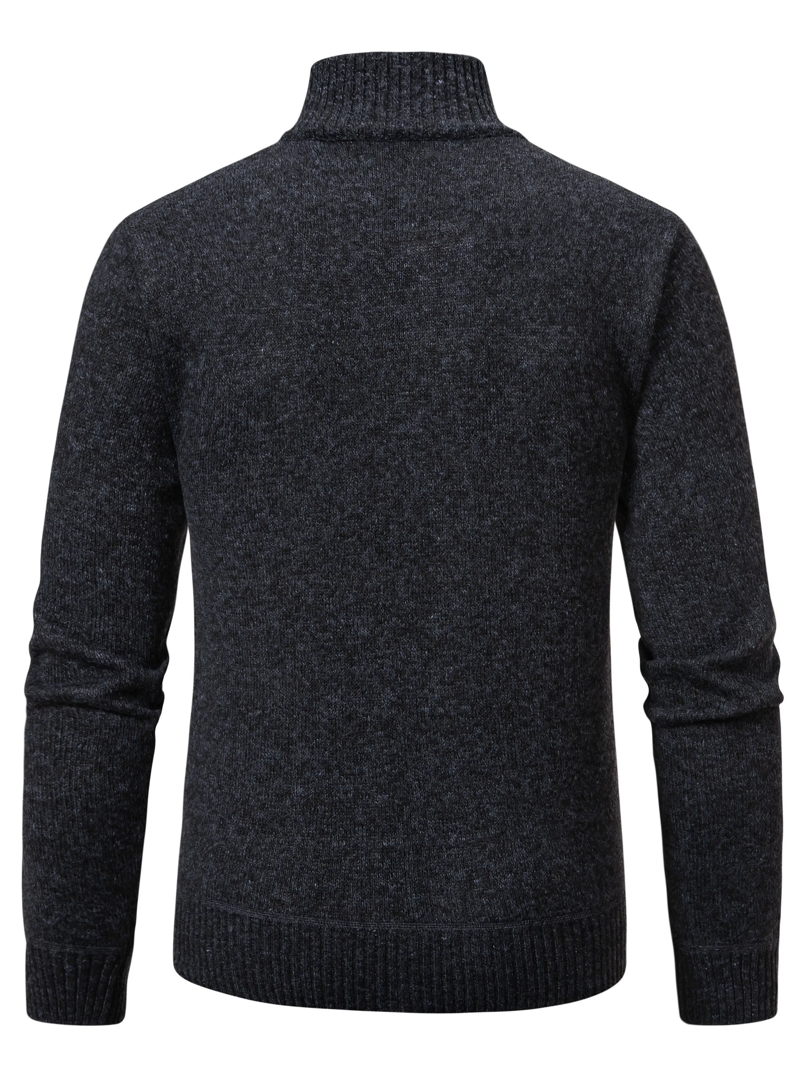 Men's Fashion Comfortable Warm Knitted Sweater Coat, Stand Collar Fleece Top