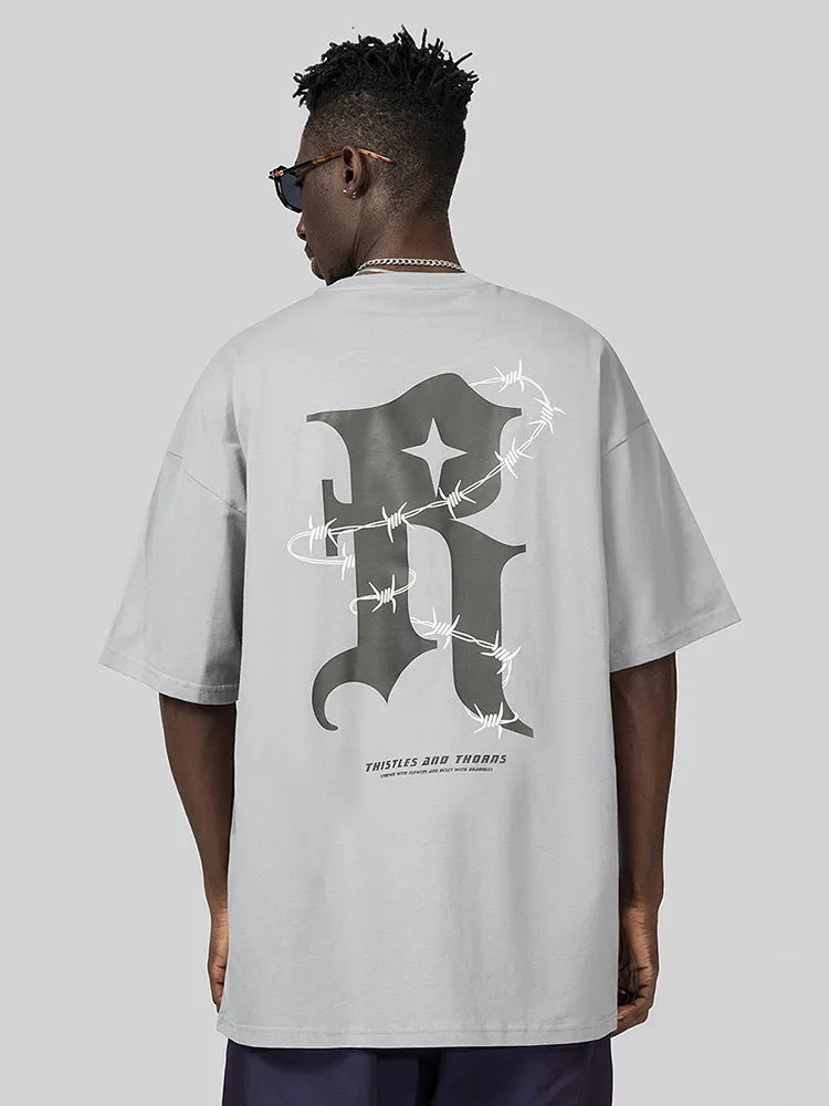 Men'S Gothic Print Oversize Tees