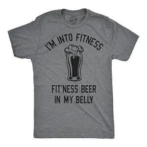 Mens Im Into Fitness Fitting This Beer in My Belly T Shirt Funny Drinking Tee (Dark Heather Grey) - XL