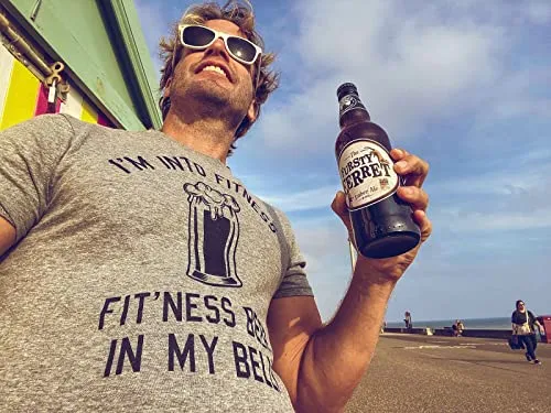 Mens Im Into Fitness Fitting This Beer in My Belly T Shirt Funny Drinking Tee (Dark Heather Grey) - XL