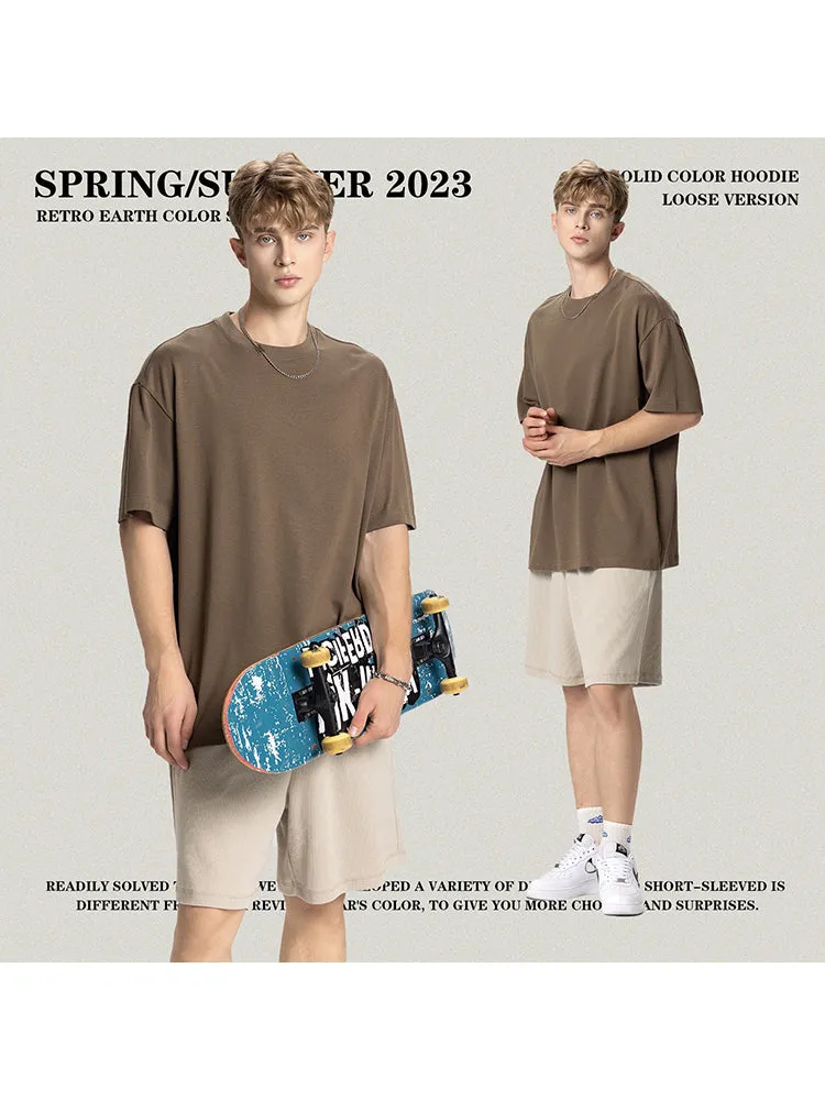 Men'S Solid Dropped Sleeve Tees