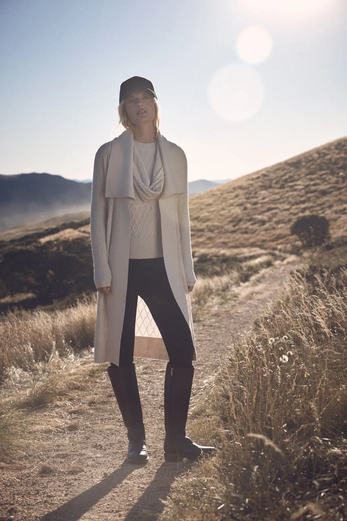 Merino Long Wrap Cardigan - Antique White