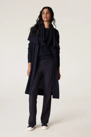 Merino Long Wrap Cardigan - Ink Navy