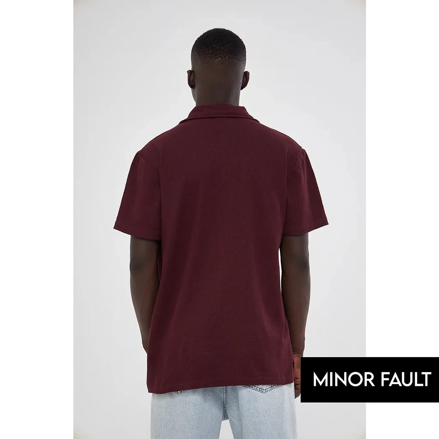 (Minor Fault) Burgundy Button Down Waffle Shirt