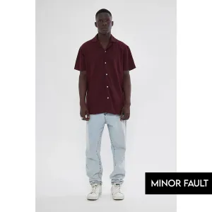 (Minor Fault) Burgundy Button Down Waffle Shirt