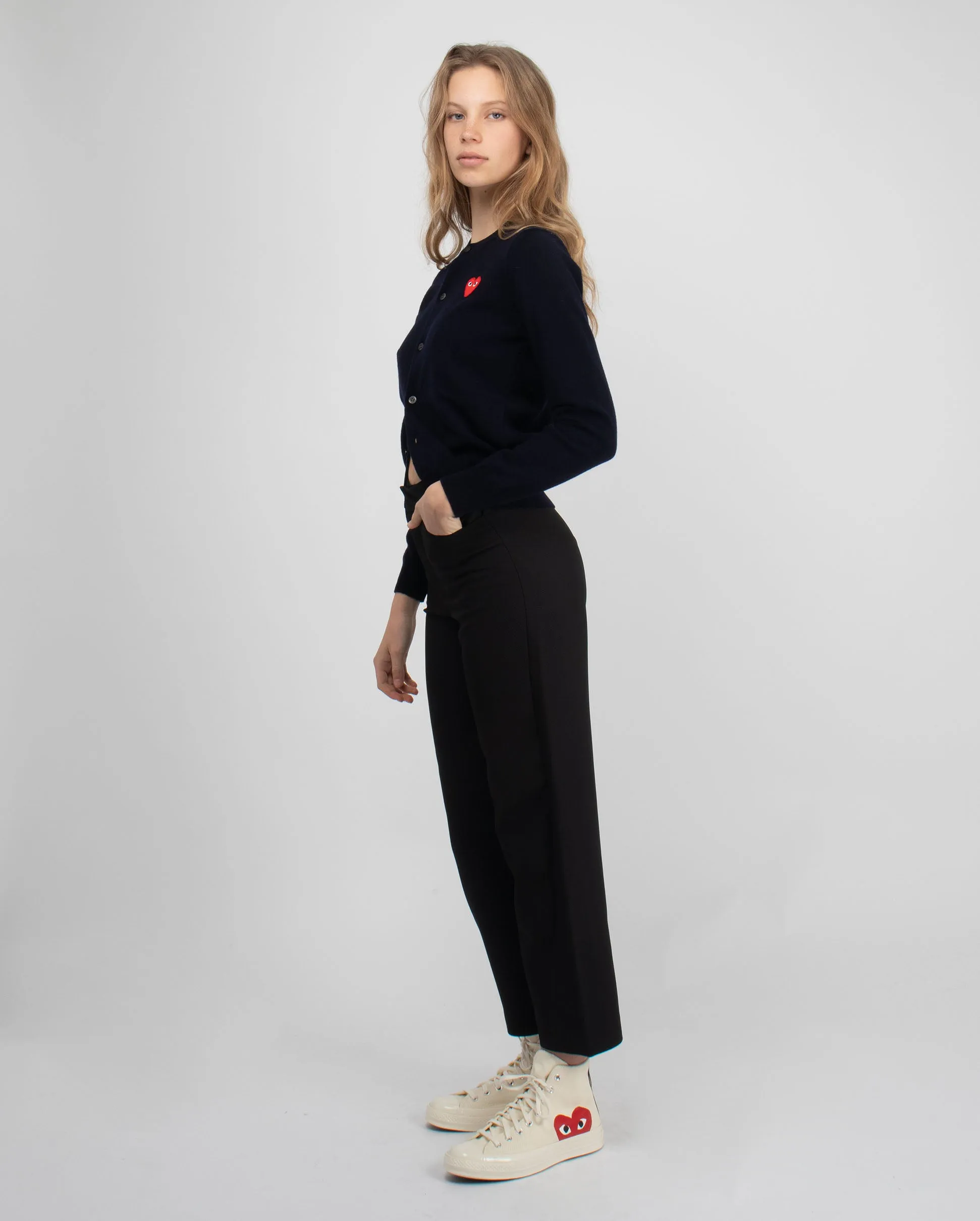 N007 RED HEART CARDIGAN/ NAVY
