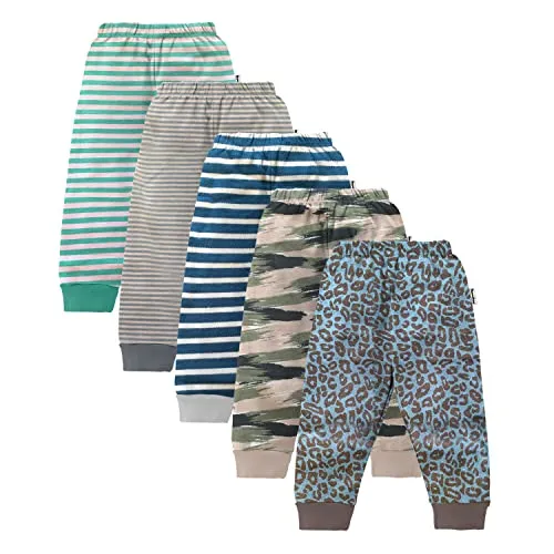NammaBaby Boy's and Girl's Cotton Mixed Print Regular Fit Pyjama Rib Pants - Assorted Multipack (4-5 Years) Multicolour