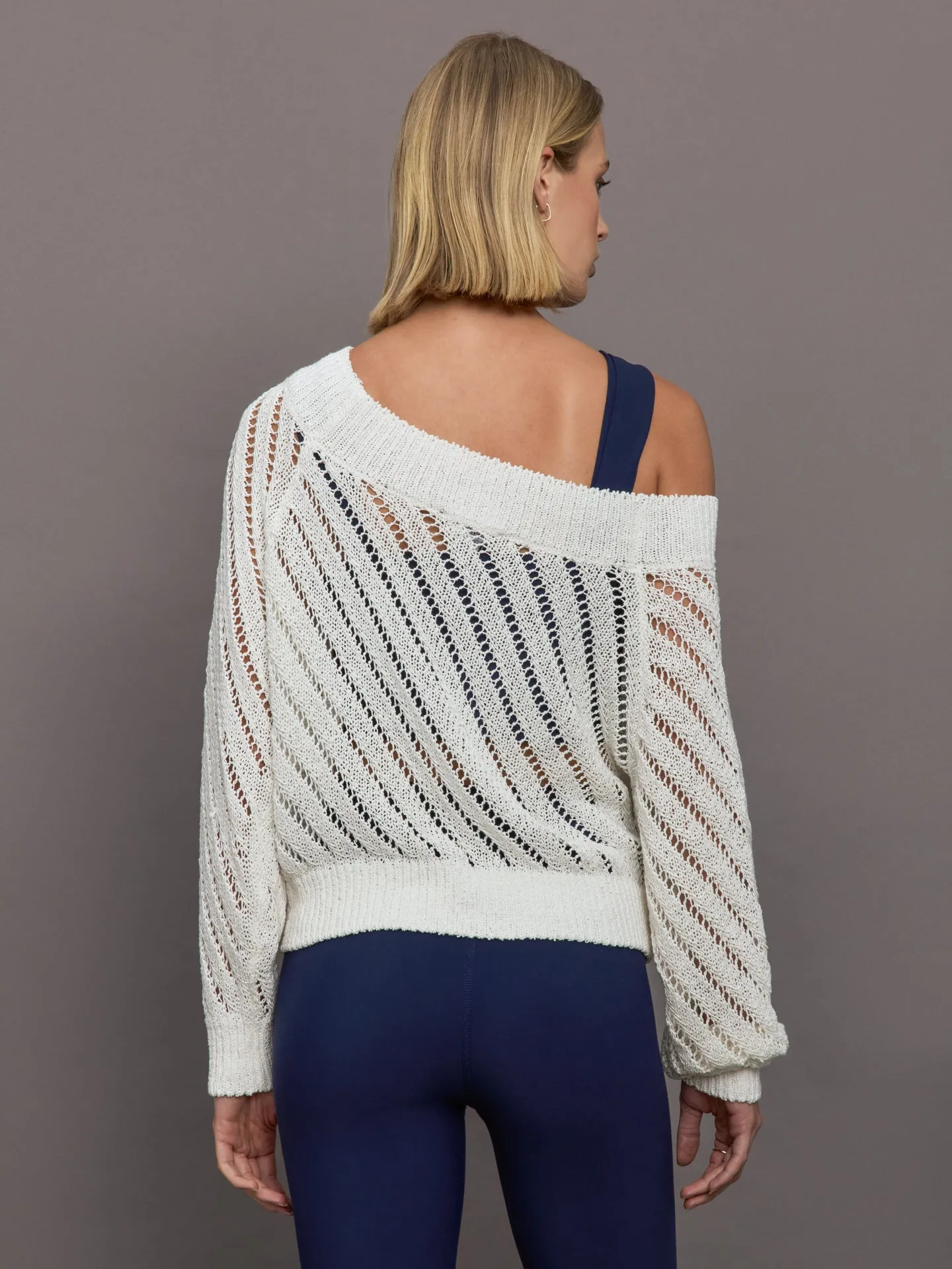 Open Knit Sweater - White