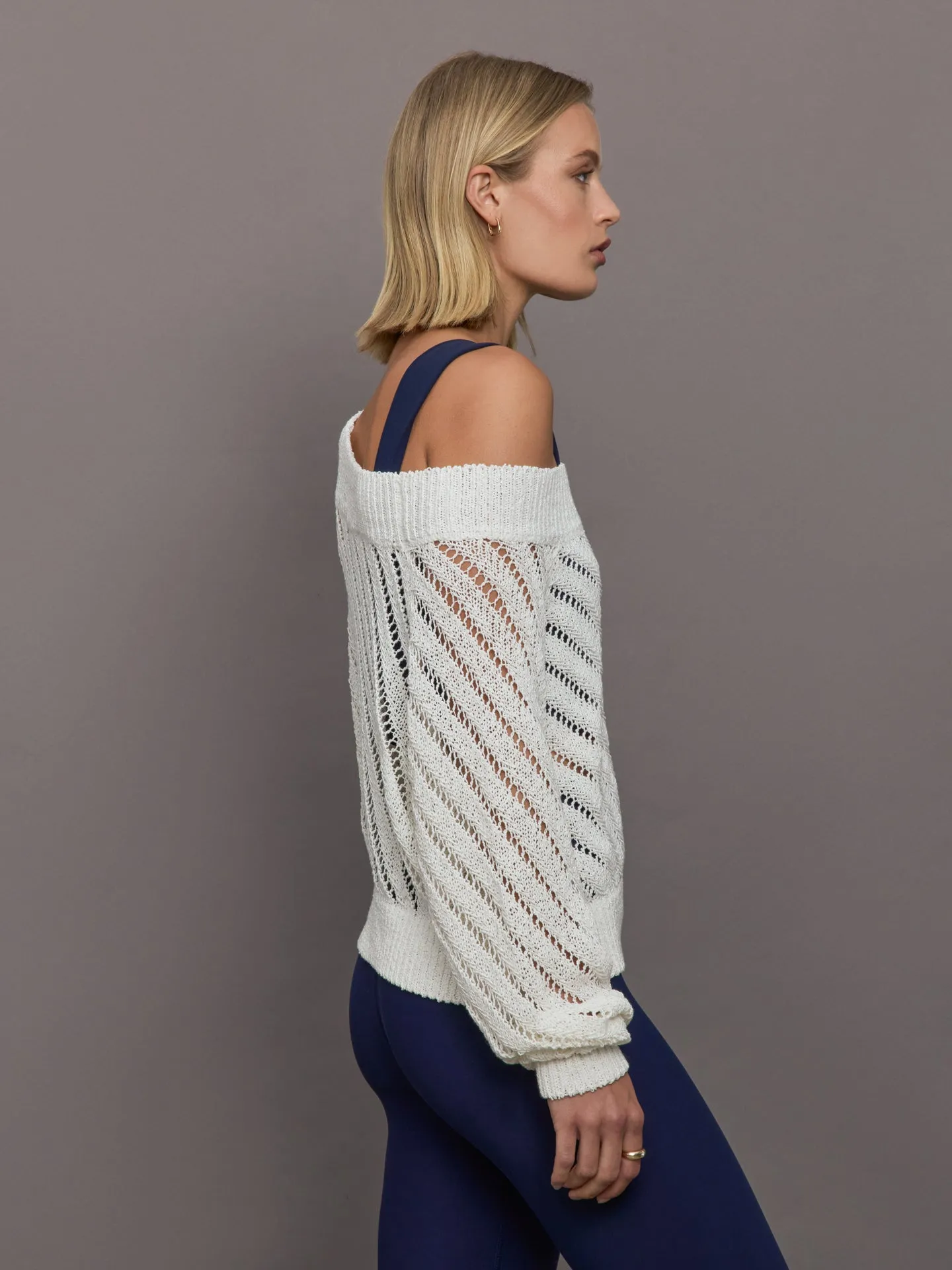 Open Knit Sweater - White