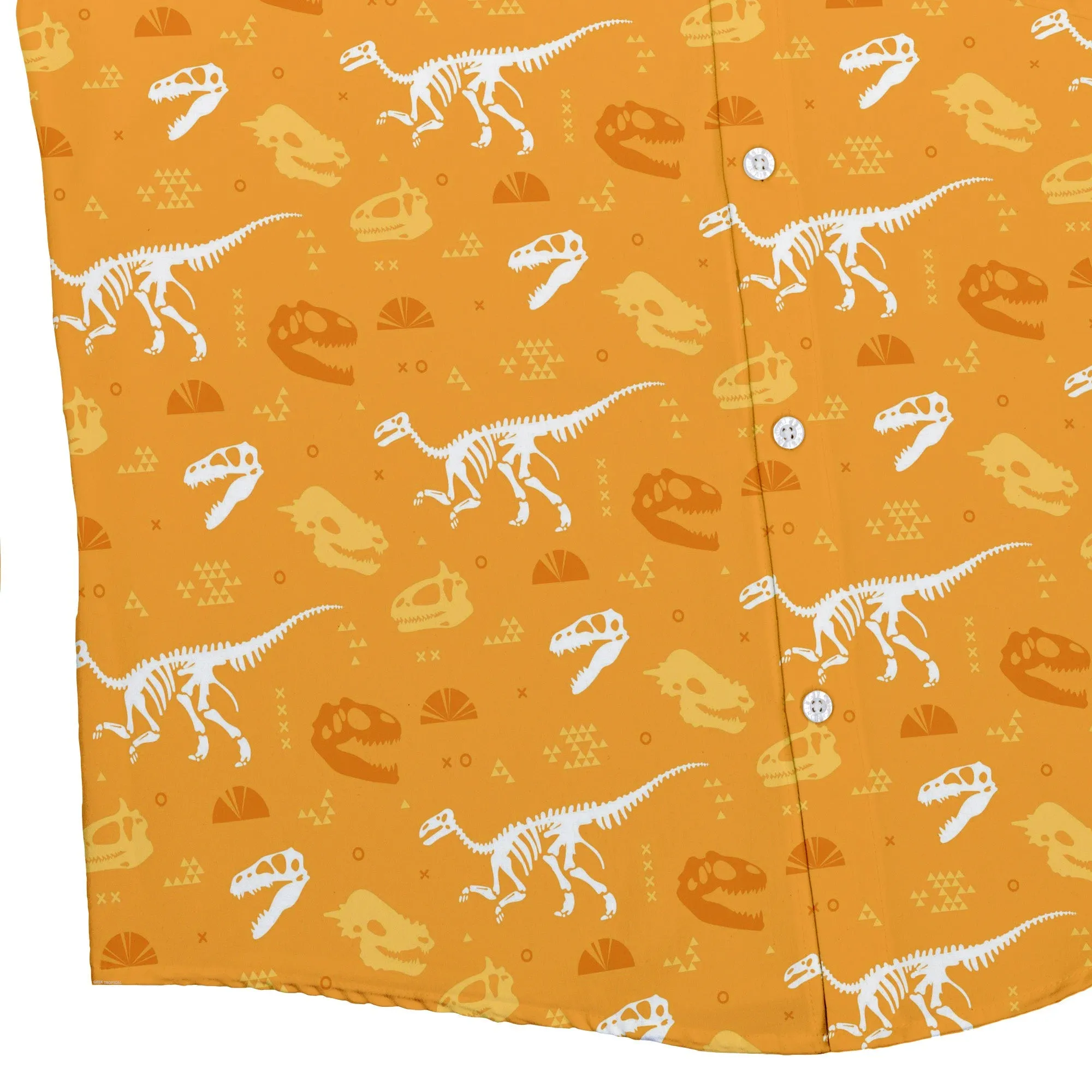Orange Dinosaur Bones Button Up Shirt
