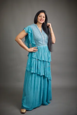 Pastel Blue Layered Gown