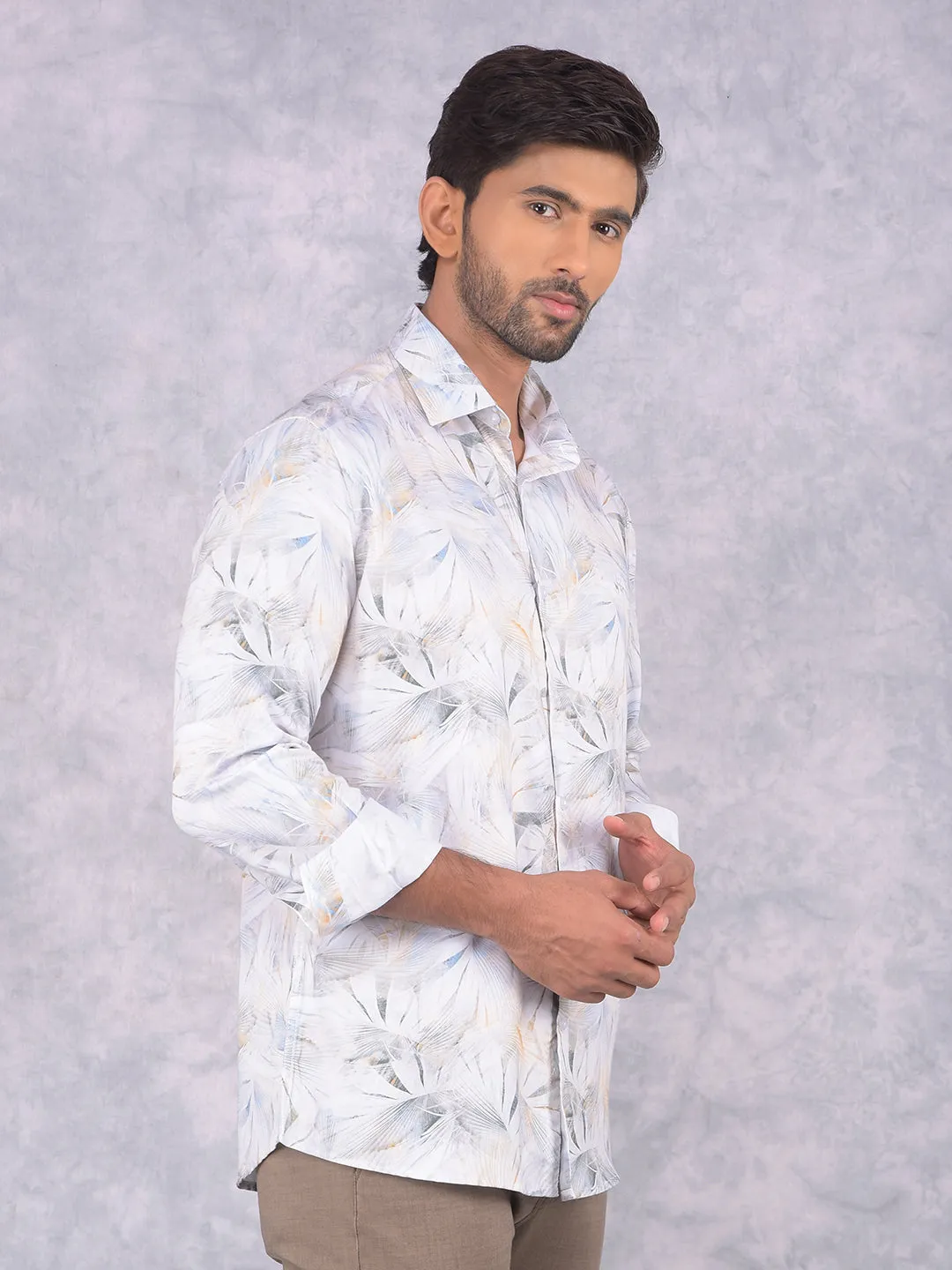 Peach Floral Print Shirt