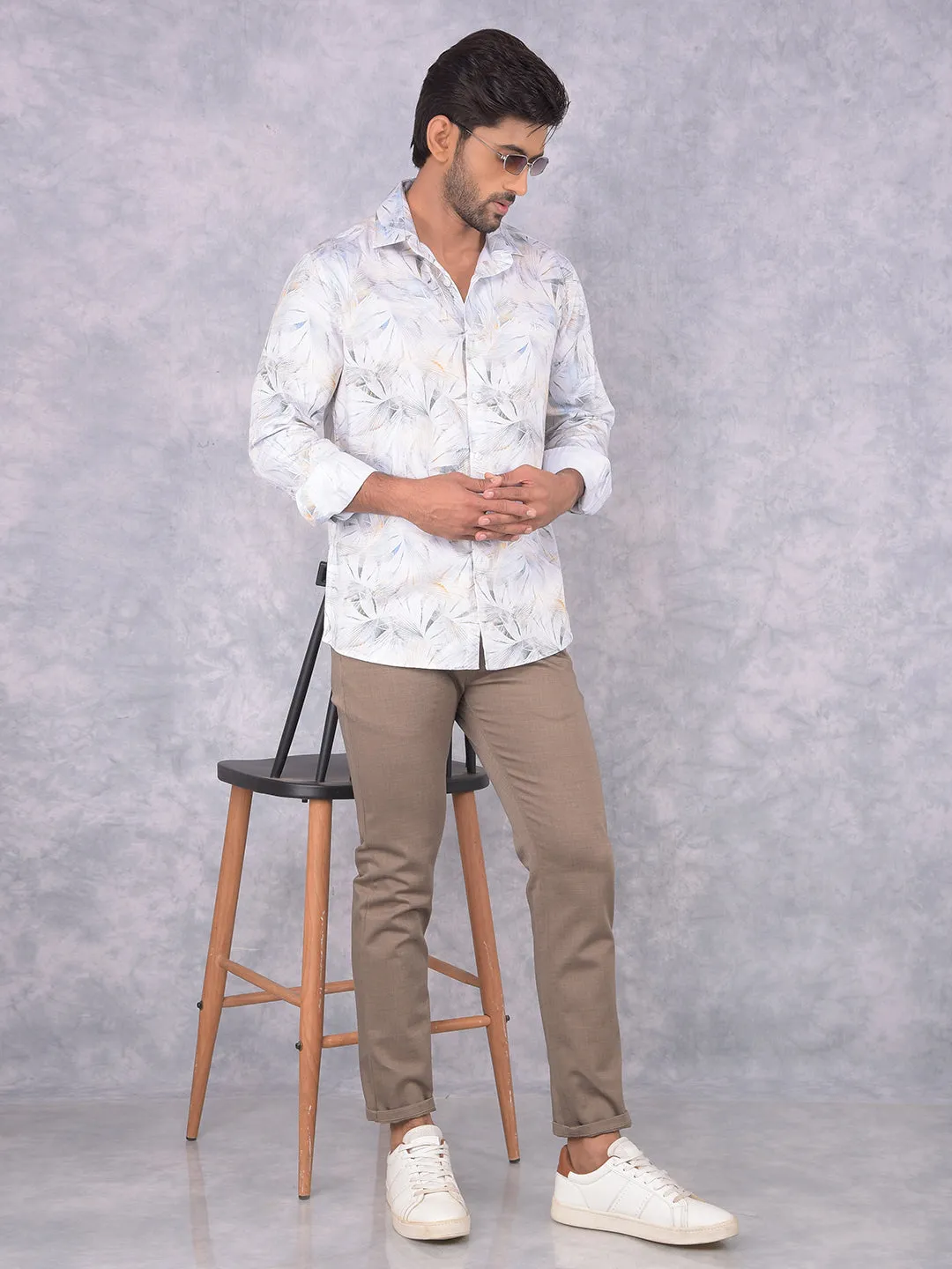 Peach Floral Print Shirt