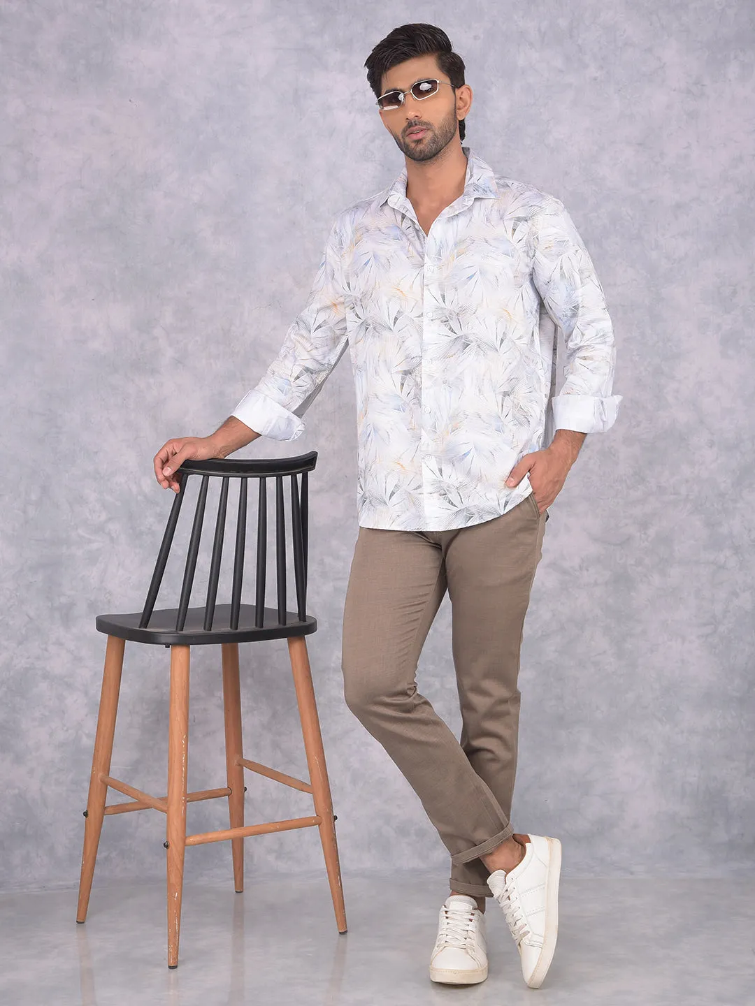 Peach Floral Print Shirt