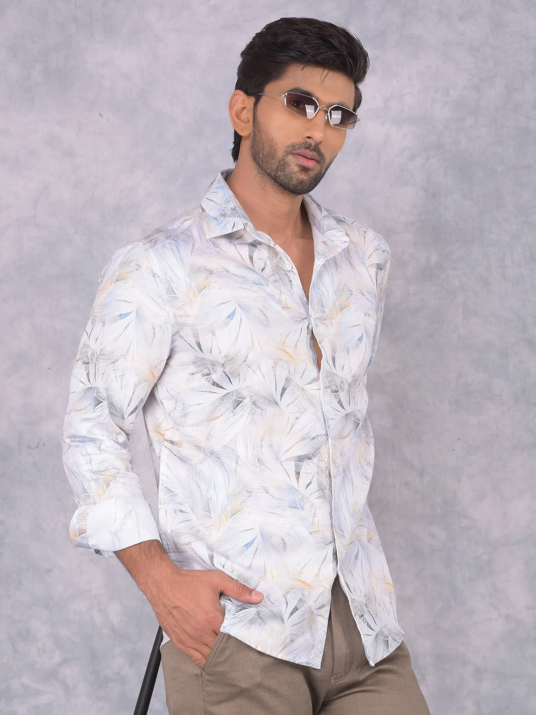 Peach Floral Print Shirt
